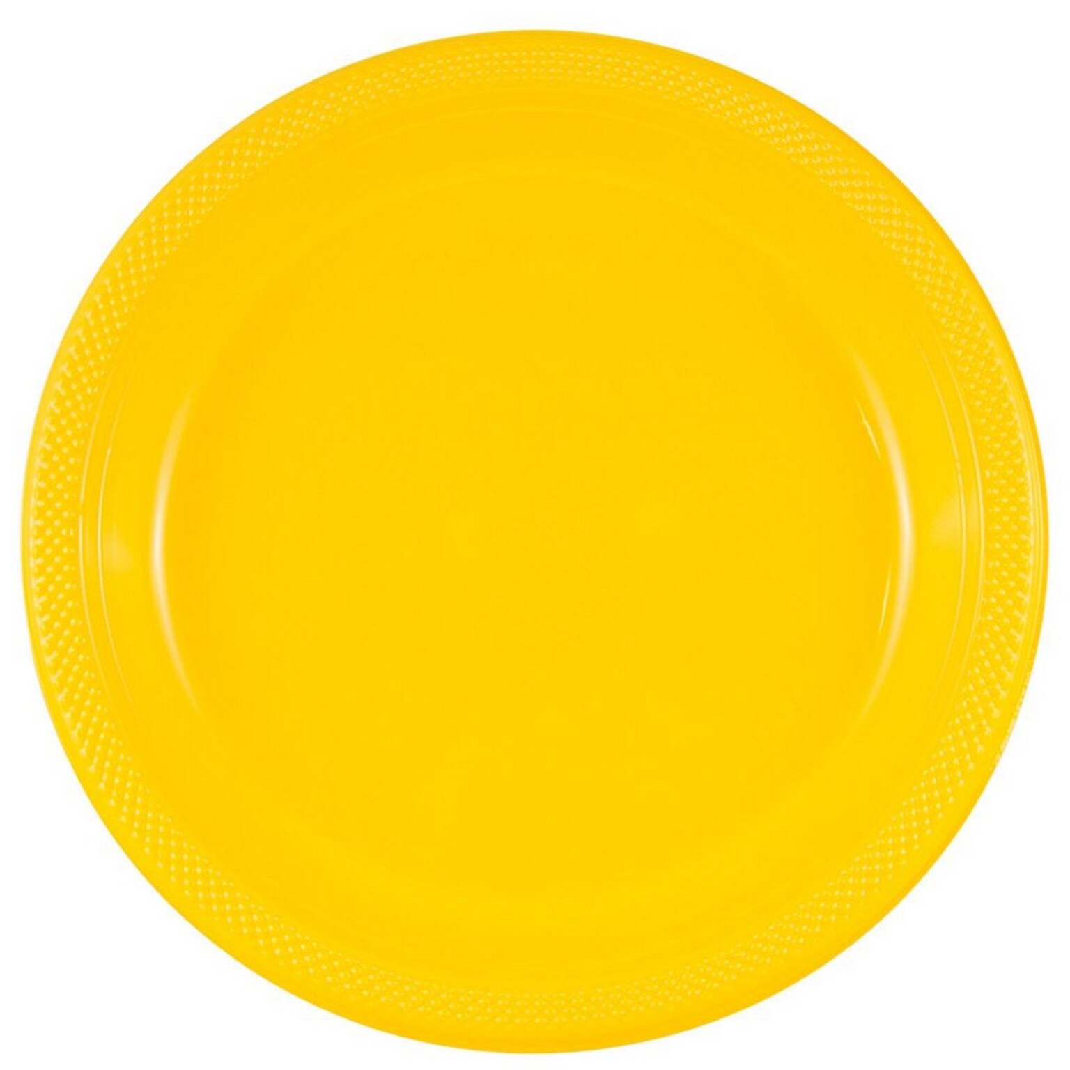 JAM PAPER Round Plastic Party Plates, Large, 10 1/4 inch, Yellow, 20/Pack