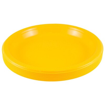 JAM Paper 10 1/4 Plastic Plates, Yellow, 20 Plates/Pack (10255LPYE)