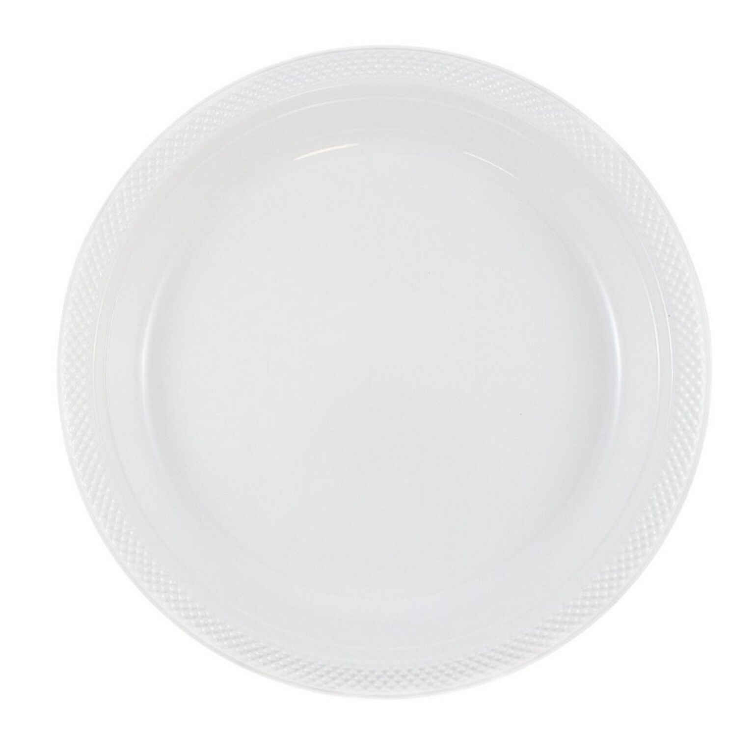 JAM PAPER Round Plastic Party Plates, Large, 10 1/4 inch, White, 20/Pack