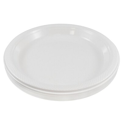 JAM Paper 10 1/4 Plastic Plates, White, 20 Plates/Pack (10255LPWH)