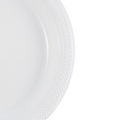 JAM Paper 10 1/4" Plastic Plates, White, 20 Plates/Pack (10255LPWH)