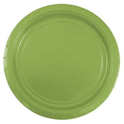 JAM PAPER Round Paper Party Plates, Medium, 9 Inch, Lime Green, 50/pack