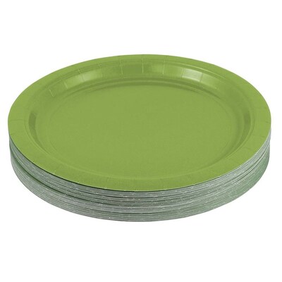 JAM PAPER Round Paper Party Plates, Medium, 9 Inch, Lime Green, 50/pack