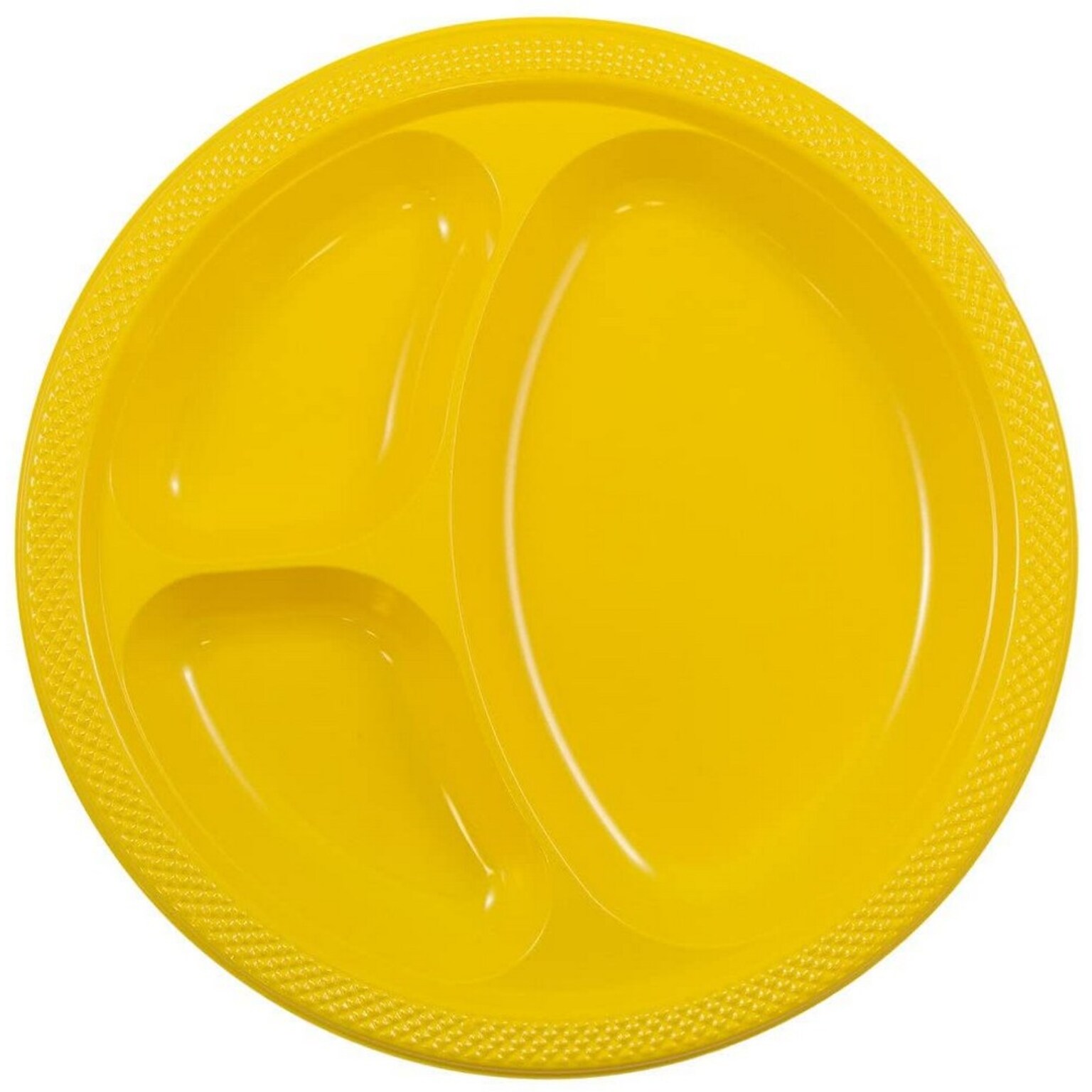 JAM Paper 10 1/4 3-Compartment Plastic Plates, Yellow, 20 Plates/Pack (10255CPYE)