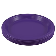 JAM PAPER Round Plastic Party Plates, Large, 10 1/4 inch, Purple, 20/Pack