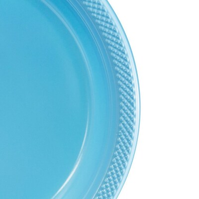 JAM Paper 10 1/4" Plastic Plates, Caribbean Light Blue, 20 Plates/Pack (10255LPSB)