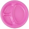 JAM PAPER Plastic 3 Compartment Divided Plates, Large, 10 1/4 inch, Fuchsia Hot Pink, 20/Pack
