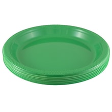 JAM PAPER Round Plastic Party Plates, Large, 10 1/4 inch, Green, 20/Pack