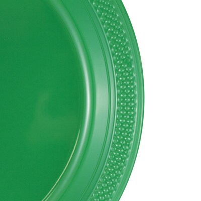 JAM PAPER Round Plastic Party Plates, Large, 10 1/4 inch, Green, 20/Pack