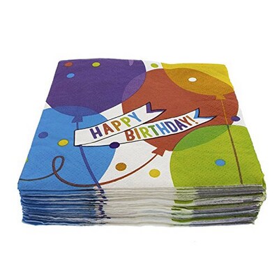 JAM Paper Birthday Party Lunch Napkin, Multicolored, 36 Napkins/Pack (298BN6BRB)