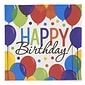 JAM PAPER Birthday Party Lunch Napkins, 6 1/2 x 6 1/2, Balloon Bash Design, 125 Napkins/Pack