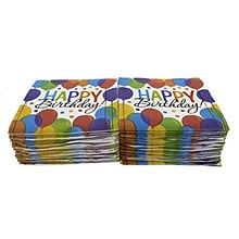 JAM PAPER Birthday Party Lunch Napkins, 6 1/2 x 6 1/2, Balloon Bash Design, 125 Napkins/Pack