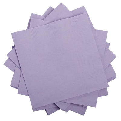 JAM PAPER Small Beverage Napkins, 5 x 5, Lavendar / Light Purple, 50/Pack