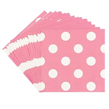 JAM PAPER Small Polka Dot Beverage Napkins, 5 x 5, Light Pink with Polka Dots, 16/Pack