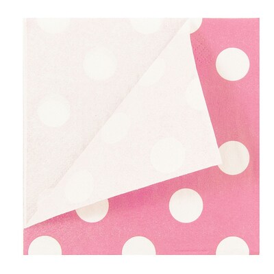 JAM PAPER Small Polka Dot Beverage Napkins, 5 x 5, Light Pink with Polka Dots, 16/Pack