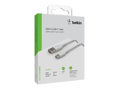 Belkin BOOST CHARGE 3.3' USB C to A Cable, White (CAB001BT1MWH)