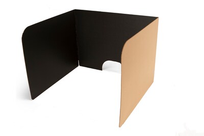 Classroom Products Foldable Cardboard Freestanding Privacy Shield, 19H x 26W, Black/Kraft, 10/Box (1910 BK)