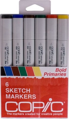 Alvin Copic Sketch 6-Color Bold Primary Marker Set (ANSBOLDPRI)