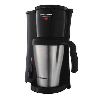 Black & Decker Brew n Go 2 Cups Automatic Coffee Maker, Black/Stainless Steel (DCM18S)