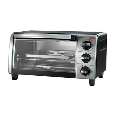Black & Decker® Stainless Steel 4-Slice Natural Convection Countertop Toaster Oven, Silver/Black (TO1750SB)