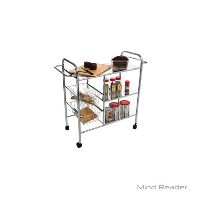 Mind Reader 6-Shelf Metal Mobile Kitchen Cart with Swivel Wheels, Silver (3CAR2BASK-SIL)