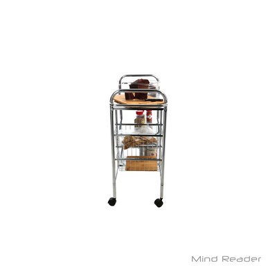 Mind Reader 6-Shelf Metal Mobile Kitchen Cart with Swivel Wheels, Silver (3CAR2BASK-SIL)