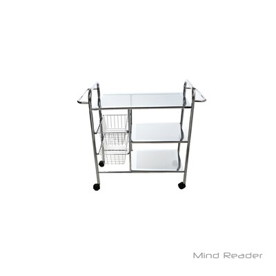 Mind Reader 6-Shelf Metal Mobile Kitchen Cart with Swivel Wheels, Silver (3CAR2BASK-SIL)