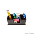 Mind Reader Faux Leather 4 Compartment Desk Organizer, Black (3DORG-BLK)