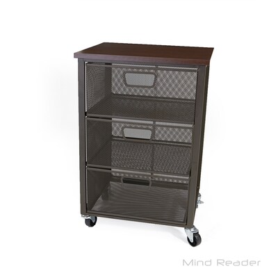 Mind Reader 4-Shelf Metal Mobile Utility Cart, Black (3TMESHC-BLK)
