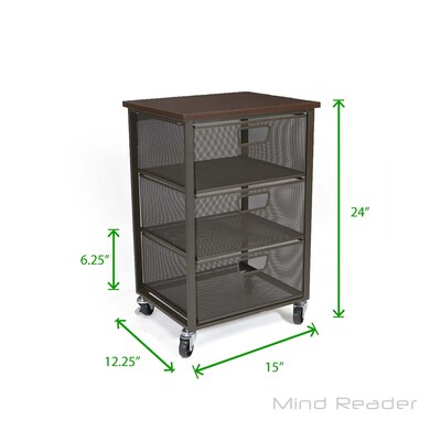 Mind Reader 4-Shelf Metal Mobile Utility Cart, Black (3TMESHC-BLK)