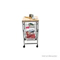 Mind Reader 3 Tier Wire Basket Cart with Wood Surface, Silver (3WIRECART-SIL)