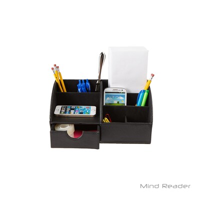 Mind Reader Faux Leather Curved Desk Organizer, Black (CURVORG-BLK)