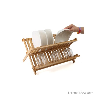 Mind Reader Bamboo Dish Drying Rack, Brown (DDRACKBM-BRN)