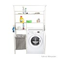 Mind Reader Metal Long Washing Machine Shelf and Rack with 4 Hooks, White (LGWRACK-WHT)