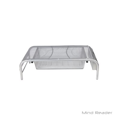 Mind Reader Metal Mesh Monitor Stand with Drawer, Silver (MESHMONSTA-SIL)
