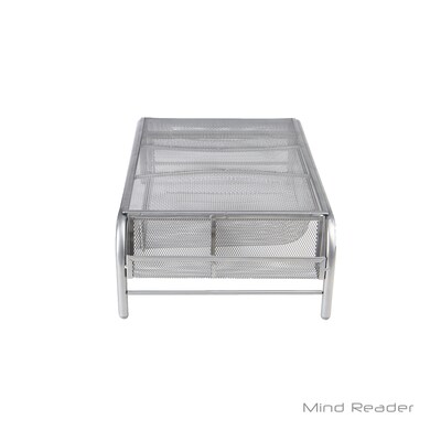 Mind Reader Metal Mesh Monitor Stand with Drawer, Silver (MESHMONSTA-SIL)