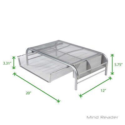 Mind Reader Metal Mesh Monitor Stand with Drawer, Silver (MESHMONSTA-SIL)