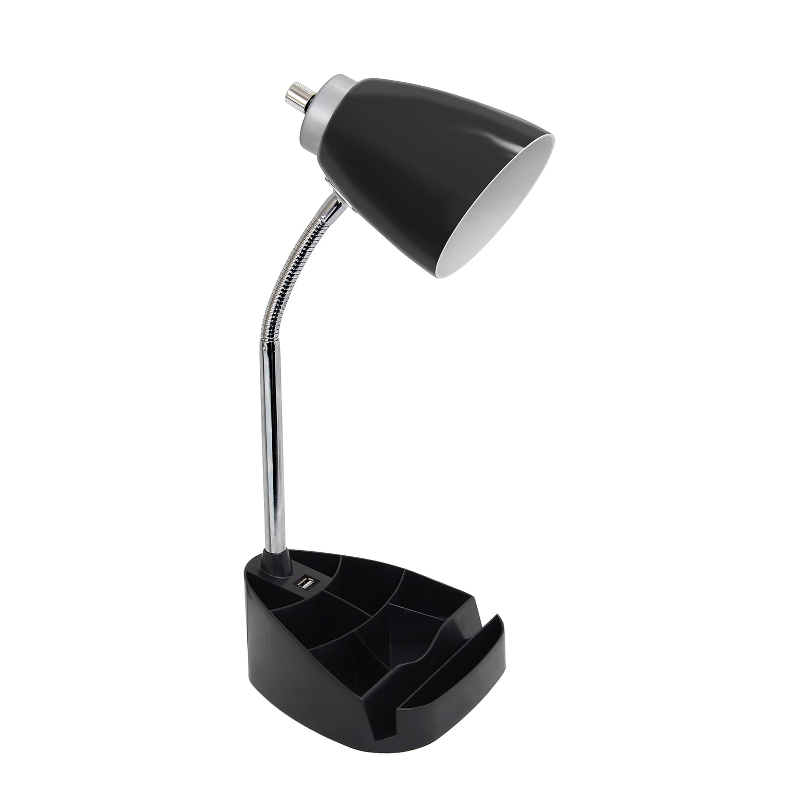 Limelights Incandescent Desk Lamp with USB Port, Black (LD1056-BLK)