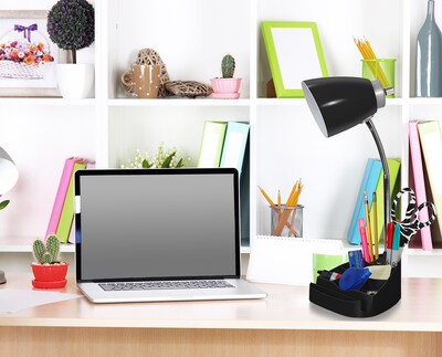 Limelights Incandescent Desk Lamp with USB Port, Black (LD1056-BLK)