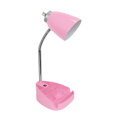 Limelights Incandescent Desk Lamp with USB Port, Pink (LD1056-PNK)