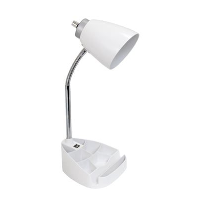 Limelights Incandescent Desk Lamp with USB Port, White (LD1056-WHT)