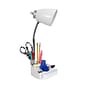 Limelights Incandescent Desk Lamp with USB Port, White (LD1056-WHT)