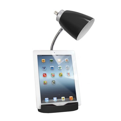 Limelights Incandescent Desk Lamp with Charging Outlet, Black (LD1057-BLK )