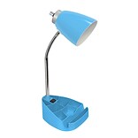 Limelights Incandescent Desk Lamp with Charging Outlet, Blue (LD1057-BLU)