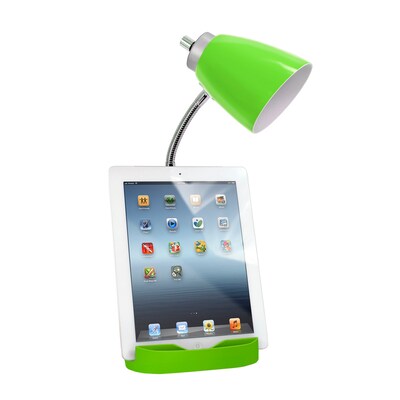 Limelights Incandescent Desk Lamp with Charging Outlet, Green (LD1057-GRN)