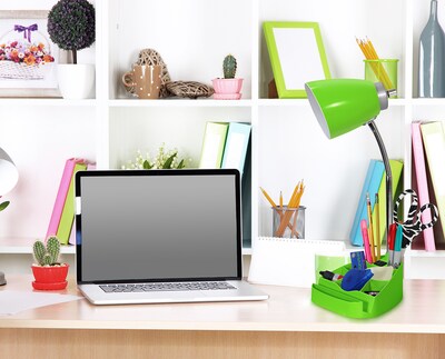 Limelights Incandescent Desk Lamp with Charging Outlet, Green (LD1057-GRN)