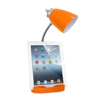Limelights Incandescent Desk Lamp with Charging Outlet, Orange (LD1057-ORG)