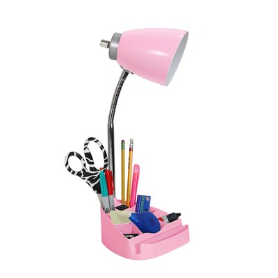 Limelights Incandescent Desk Lamp with Charging Outlet, Pink (LD1057-PNK)