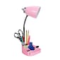 Limelights Incandescent Desk Lamp with Charging Outlet, Pink (LD1057-PNK)