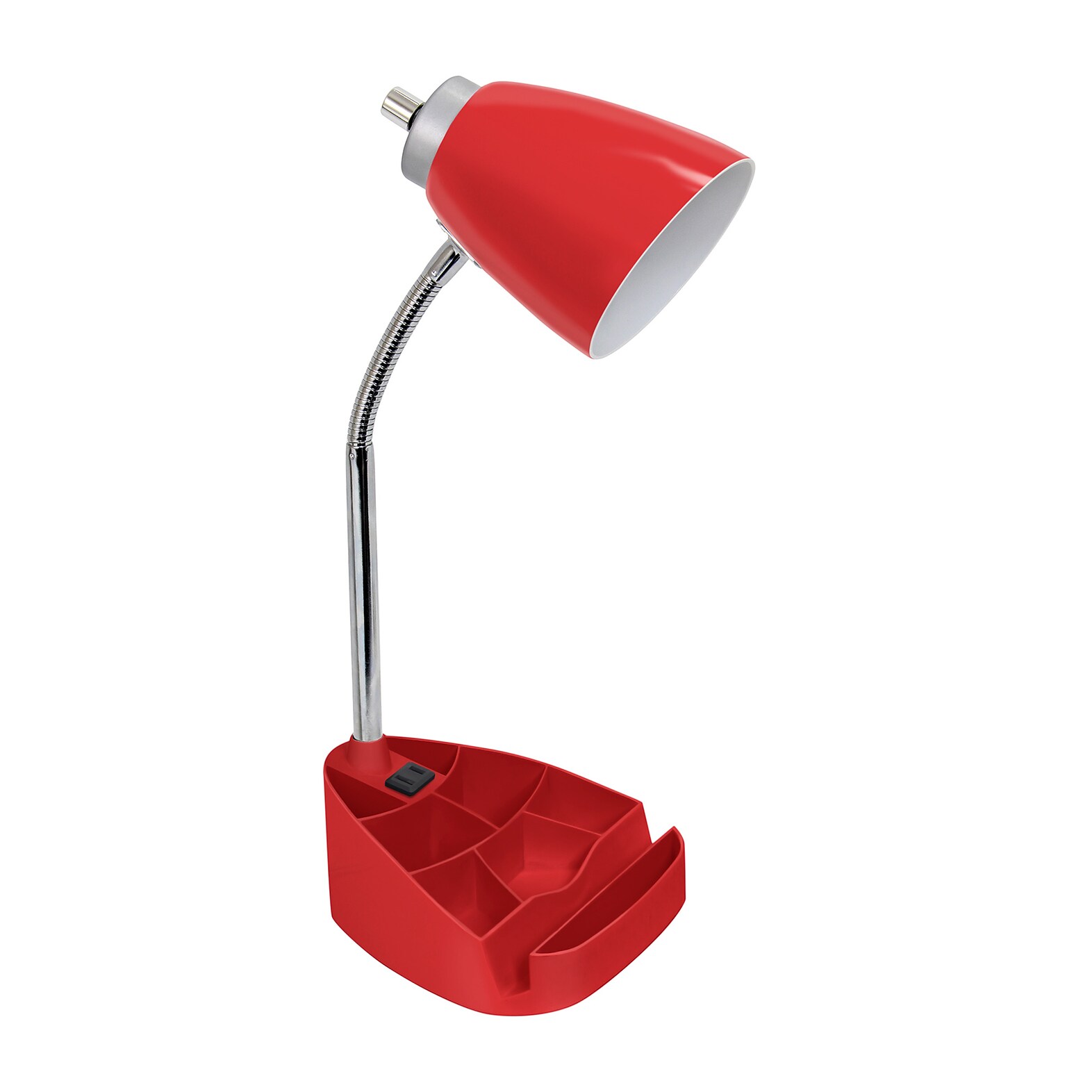 Limelights Incandescent Desk Lamp with Charging Outlet, Red (LD1057-RED)